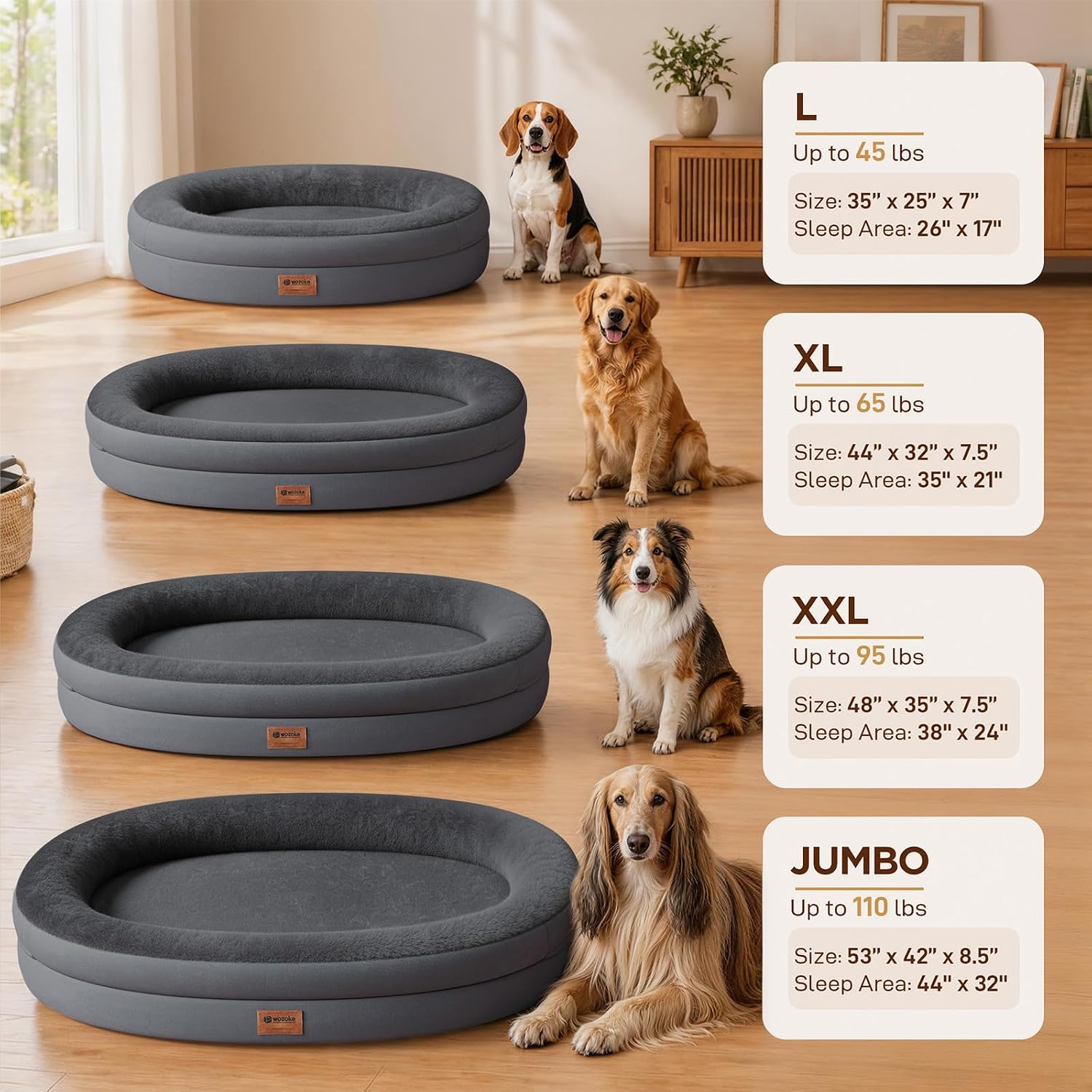 AUCT 22628 - Waterproof Orthopedic Dog Bed for Medium Dogs, Dark Grey - Image 4