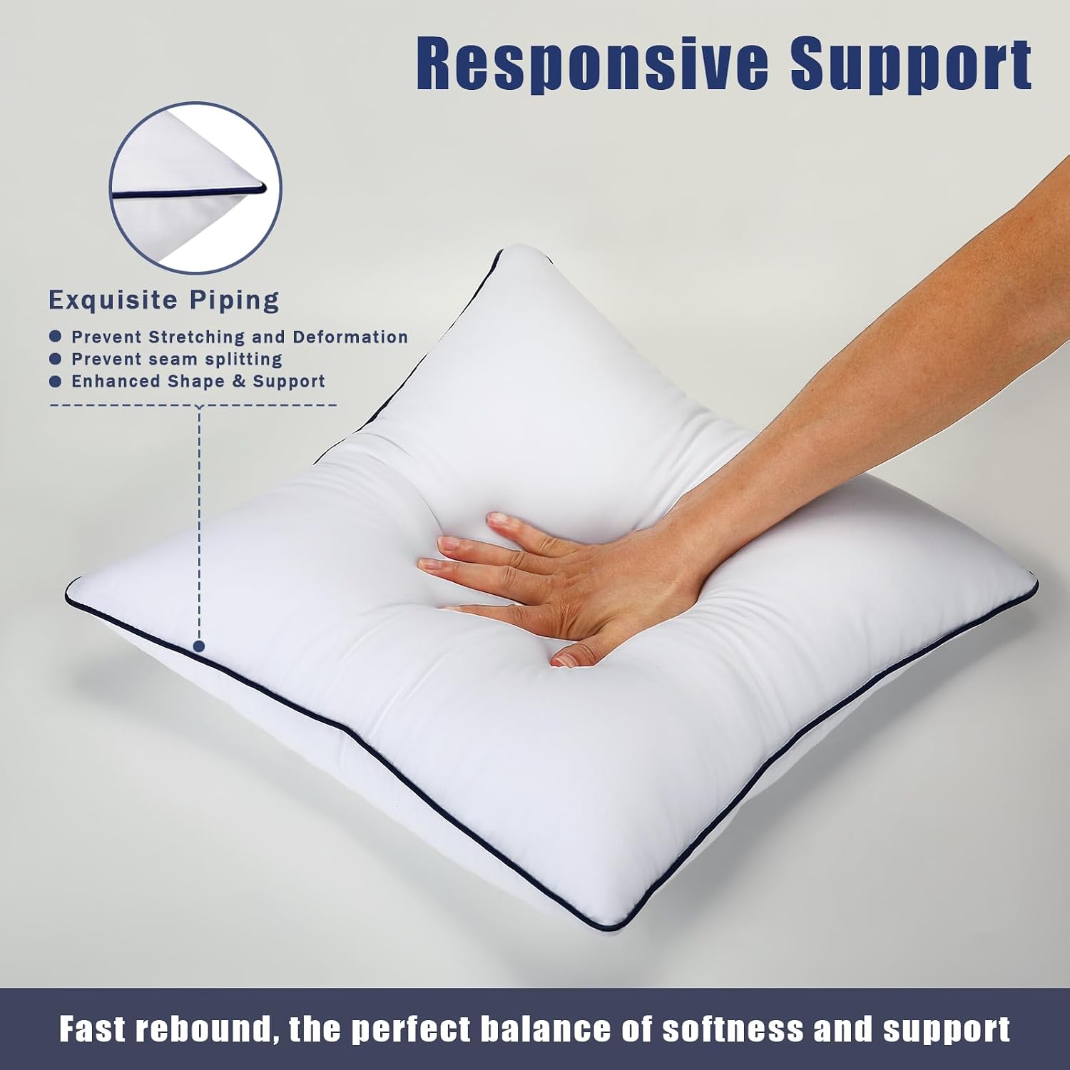 AUCT 20858 - Throw Pillow Inserts Set of 2-Fluffy Square Cushions with 100% Cotton Covers-Decorative Wh - Image 3