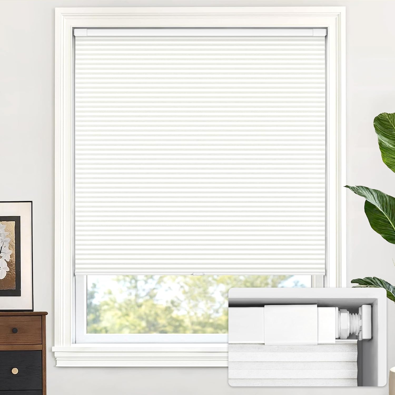 AUCT 22487 - $68 LazBlinds No Drill Cordless Cellular Shades, 33" W 64" H, White