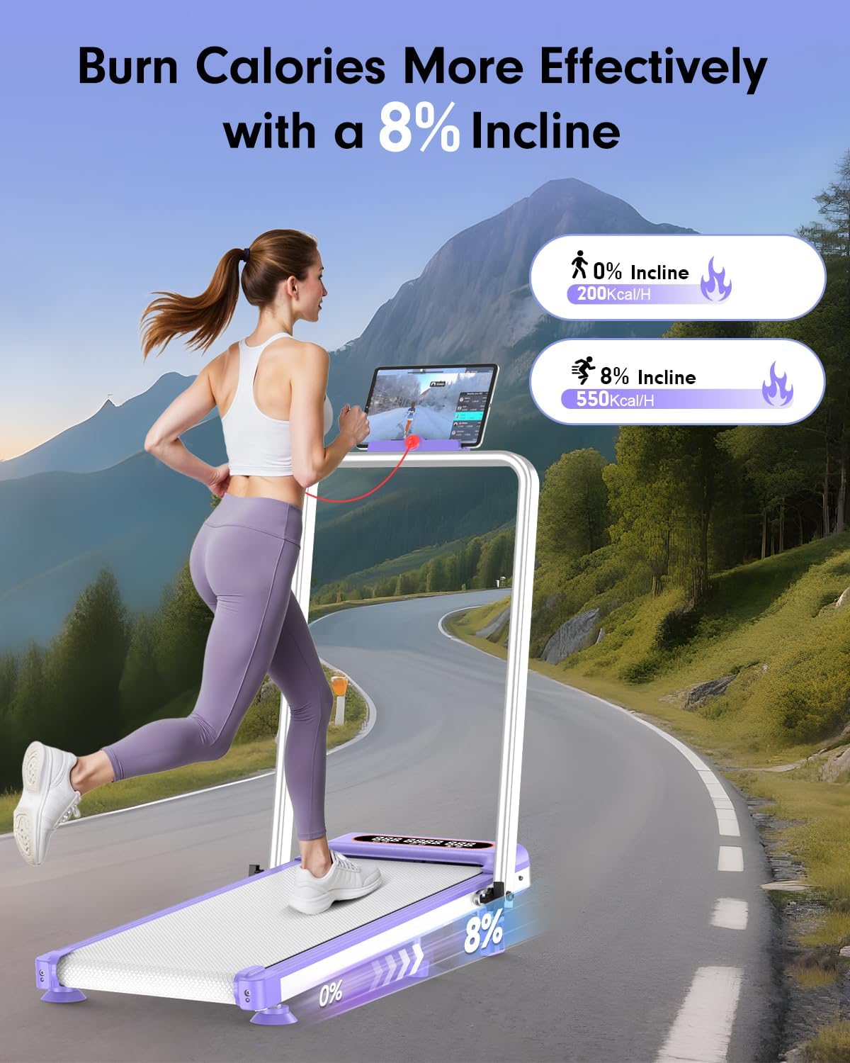 AUCT 20271 - $160 2026 Upgrade Walking Pad Treadmill with 8% Incline & Handle Bar, 3.5HP Portable Tread - Image 2