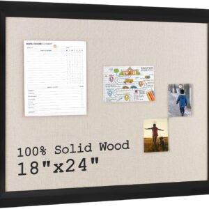 AUCT 20628 - Bulletin Board Cork Board with Linen, 100% Wood Framed 18" x 24" Bulletin Board Decoration