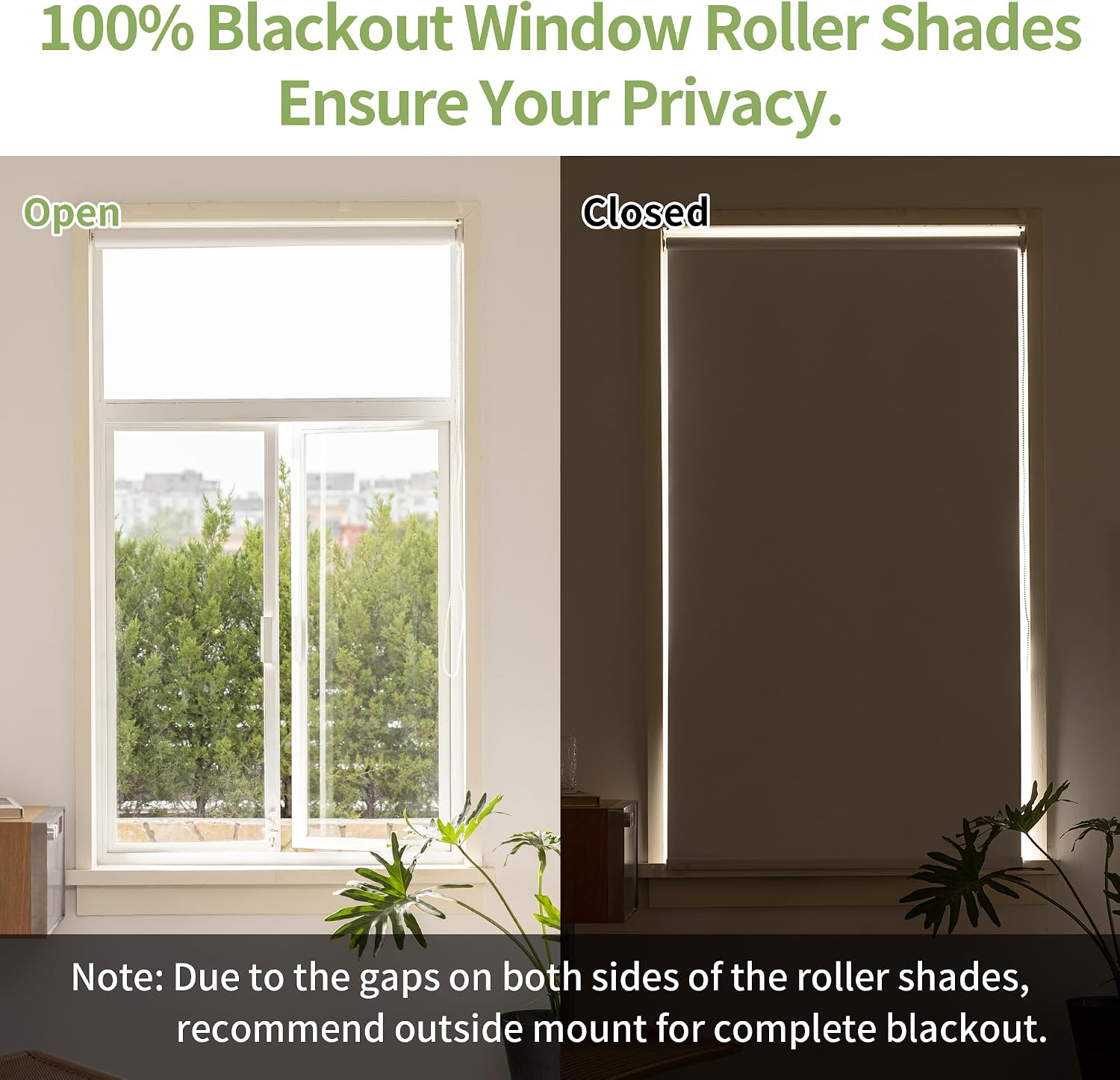 AUCT 20464 - 100% Blackout Roller Shades for Indoor Windows with Thermal Insulated Fabric UV Protection - Image 4
