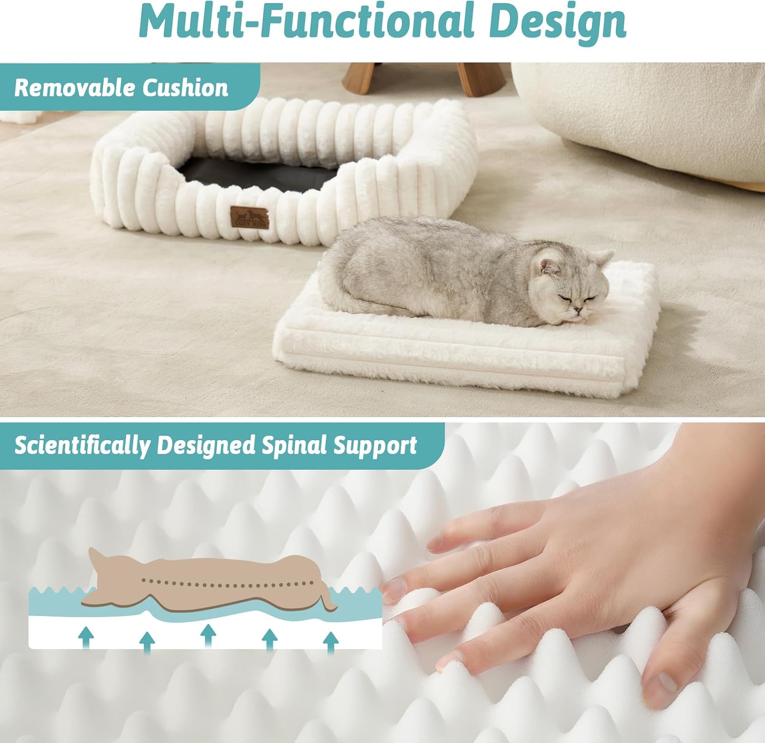 AUCT 20901 - Orthopedic Dog Bed for Small Dogs & Cats - Washable Rectangle Pet Bed with Anti-Slip Botto - Image 2