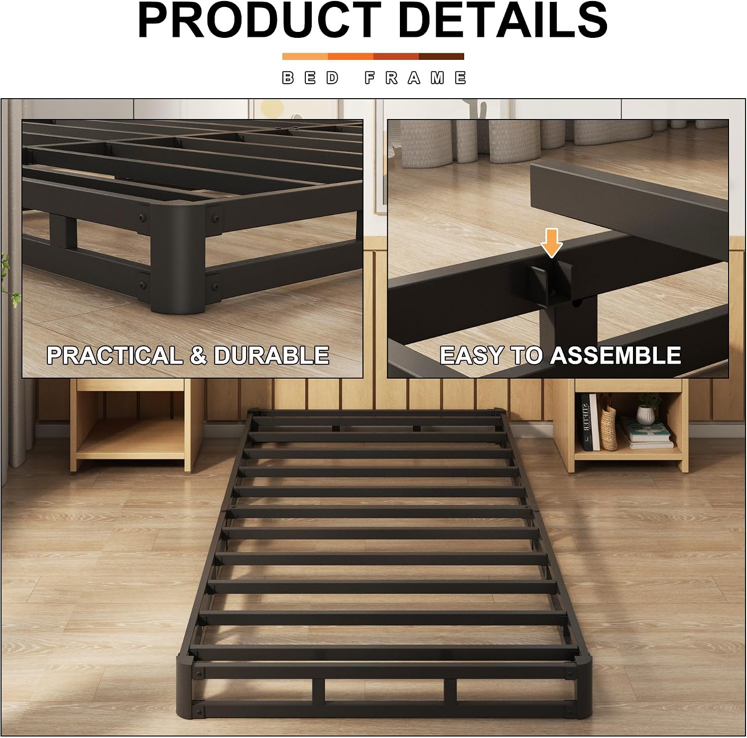 AUCT 21067 - $54 EMODA 5 Inch Twin Box Spring Bed Base Mattress Foundation with Fabric Cover - Image 4