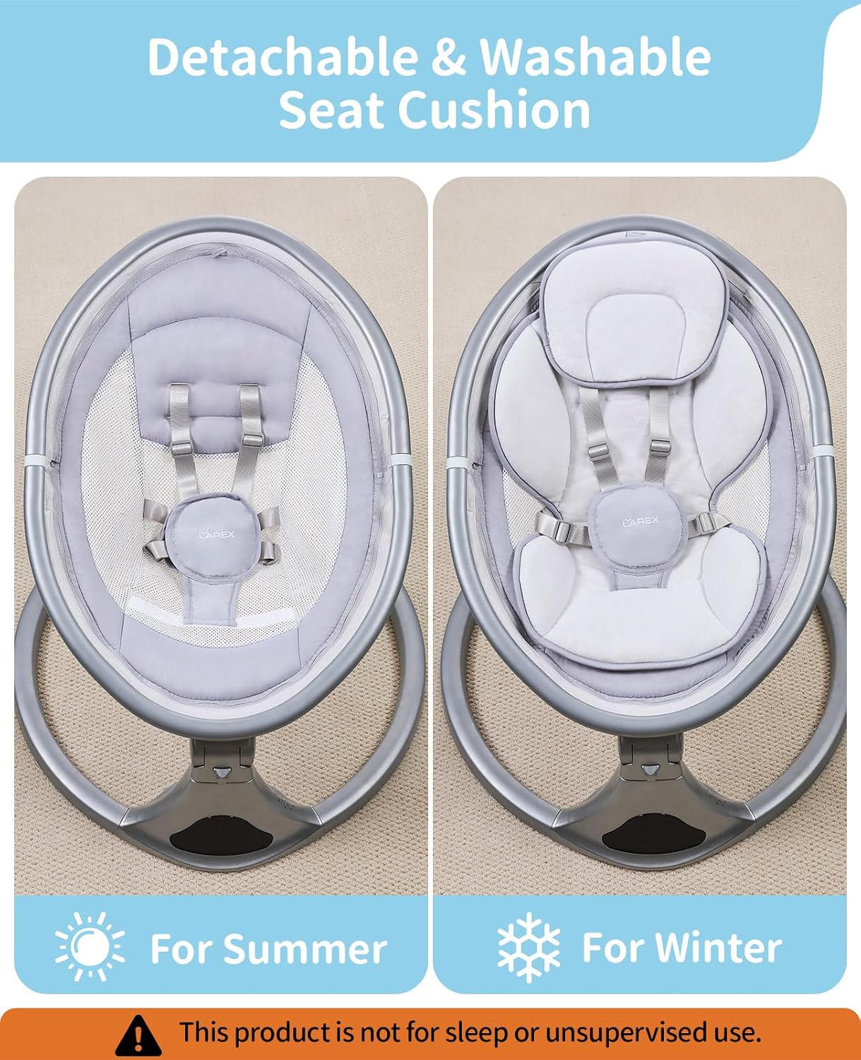 AUCT 20905 - $122 LAREX Baby Swing for Infants to Toddlers with Remote Control, Bluetooth - Image 4