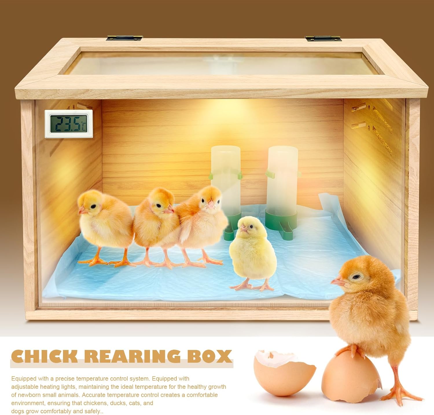 AUCT 22302 - Chicken Brooder Box for Chicks & Quail with 3 Absorbent Pads, Feeder and Waterer - Adjusta - Image 4