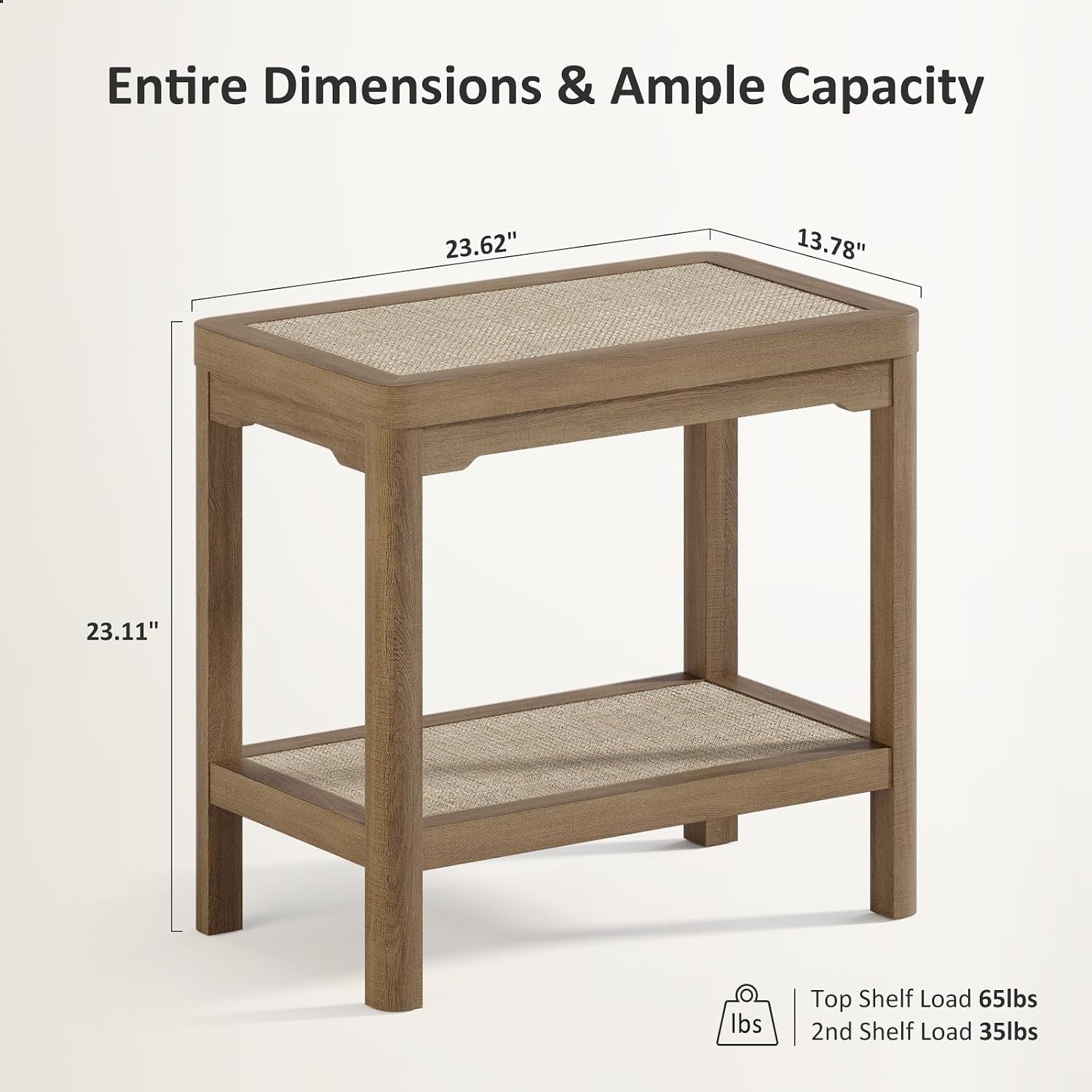 AUCT 20639 - $170 Eclatara Rattan Side Table End Table Set of 2 with Round Edge Design - Image 3