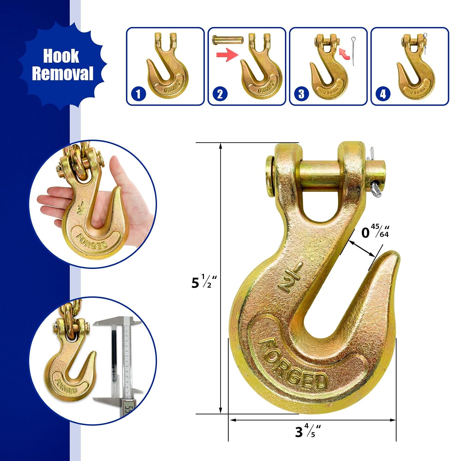 AUCT 21888 - $61 1/2 Chain Trailer Chains with Hooks (1/2 in x 10FT) - Image 3