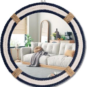 AUCT 22120 - $150 Vercraft Nautical Coastal Mirror 16" Wall Decor with Rope Wrapped Trim and Hanging Lo