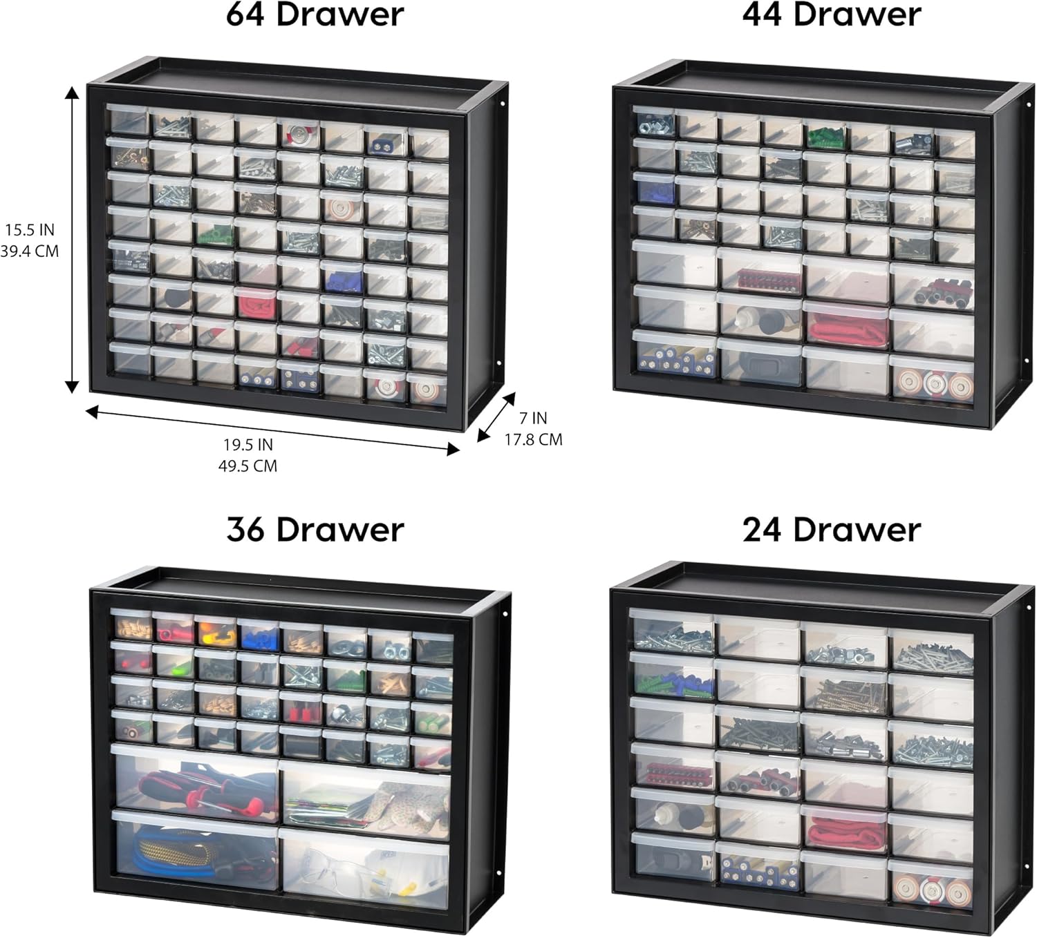 AUCT 21863 - IRIS USA 64-Drawer Screw Organizer, Hardware Storage, Made in USA, Black - Image 4