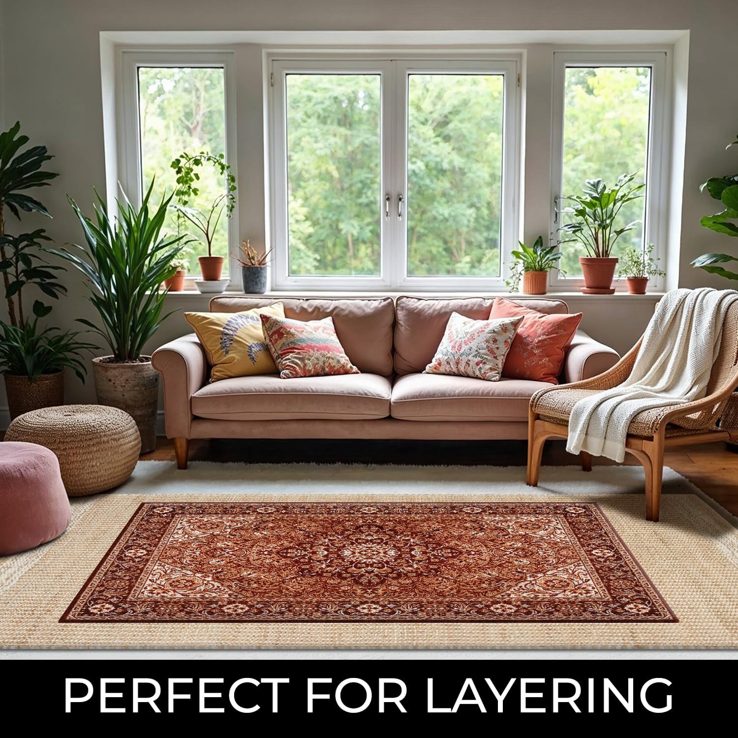 AUCT 21514 - $94 5' x 8' Jute & Wool Area Rug Handwoven Mini Check Pattern with 4-Inch Border Natural - Image 4