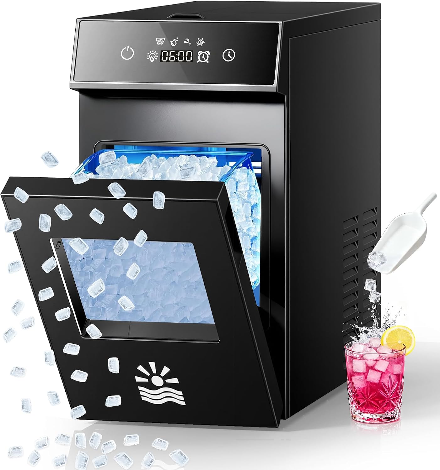 AUCT 22509 - $200 Nugget Ice Maker Countertop, Smart Pebble Ice maker with LCD Panel, 4min Making, 26lb