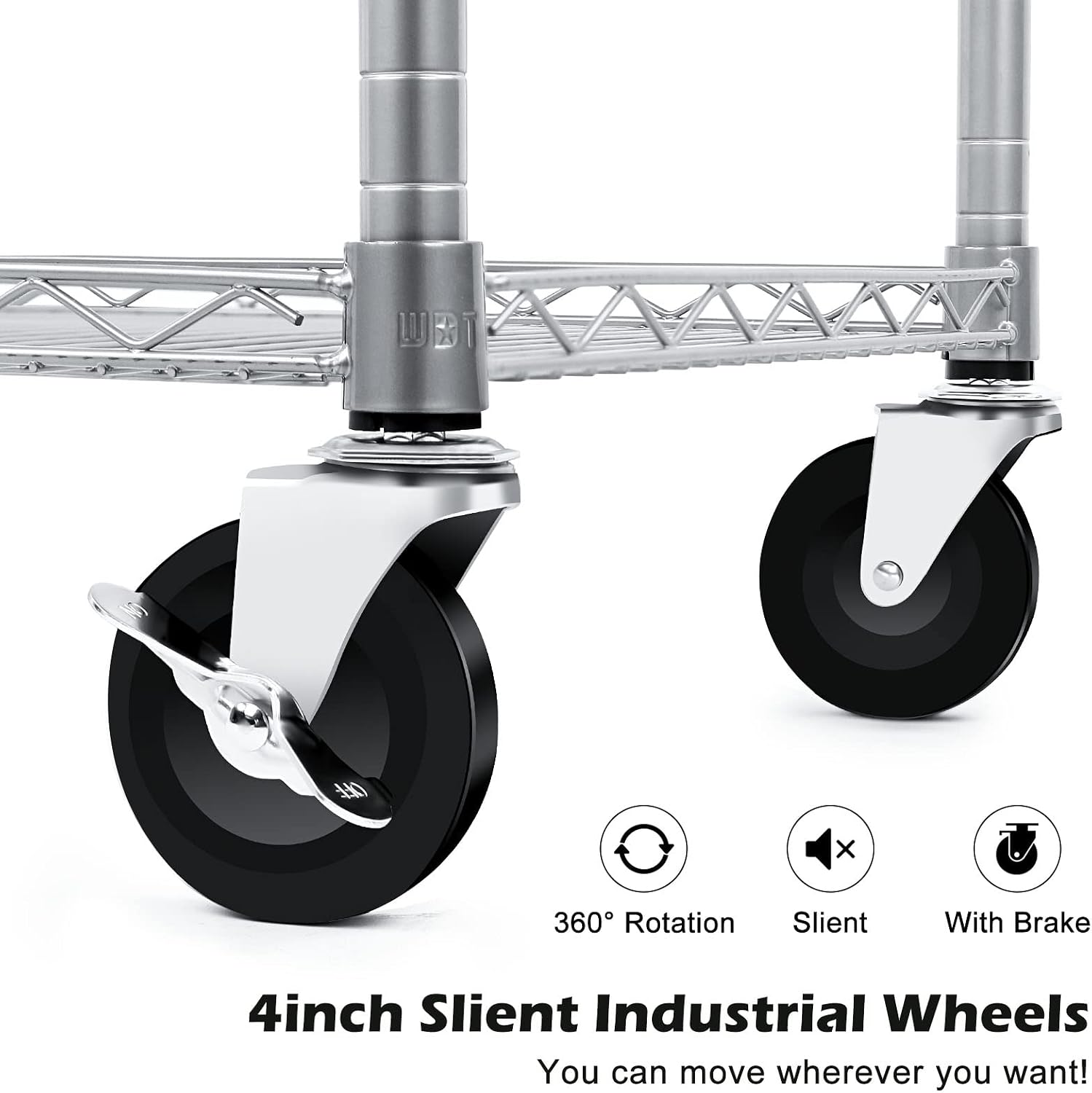 AUCT 22647 - $90 WDT 990Lbs Capacity Heavy Duty Rolling Utility Cart, NSF Rolling Carts with Wheels,Com - Image 4