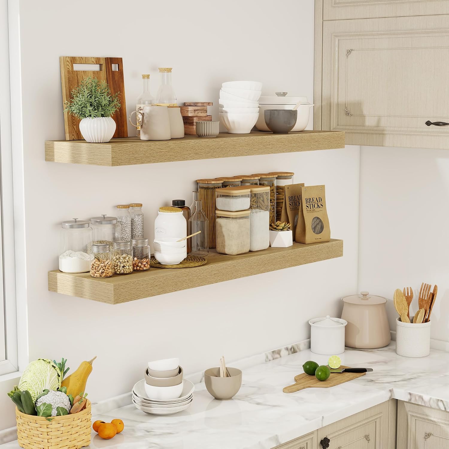AUCT 20430 - $96 Acovy 48 Inch Floating Shelves, 12" Deep Floating Shelf Wall Mounted, 48" Wall Shelves - Image 2