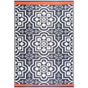 AUCT 22574h - 5 X 7'2Blue Lightweight New York Reversible Plastic Indoor Outdoor Area Rug