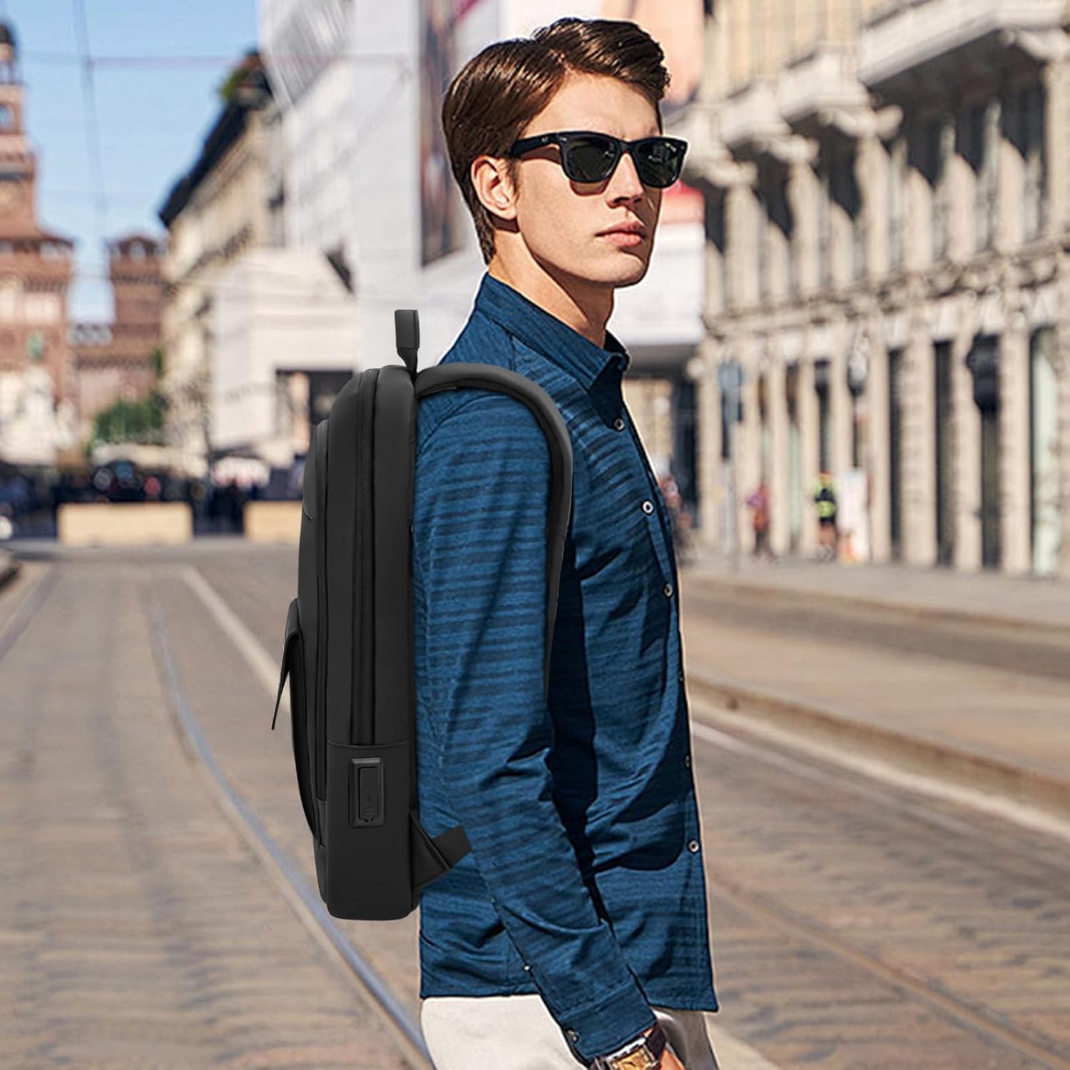AUCT 22392 - Business Backpack for Men Slim Lightweight Laptop Backpack for 17.3 Inch Computer Water Re - Image 2