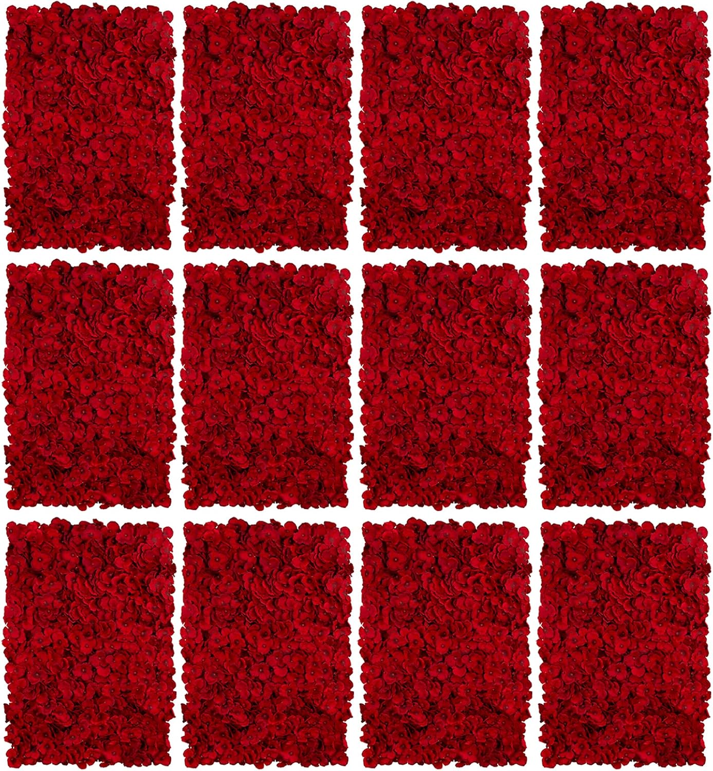 AUCT 20783 - $138 BLOSMON Red Flower Wall Backdrop for Wedding Decor, 12 Pcs, 24 x 16 Inches