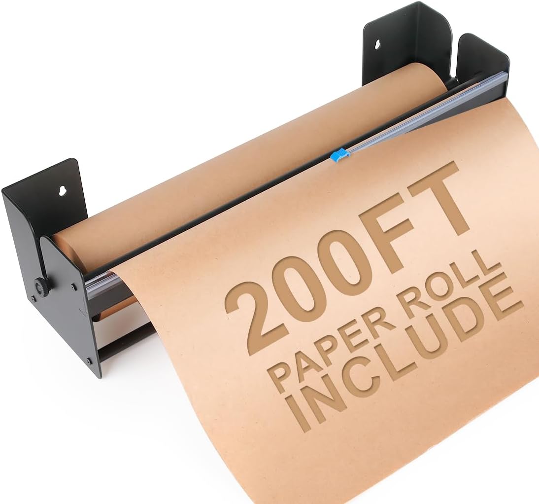AUCT 22014 - Perkhomy 18 Inch Paper Roll Dispenser and Cutter - Heavy-Duty Wall Mountable, Non Slip Tab
