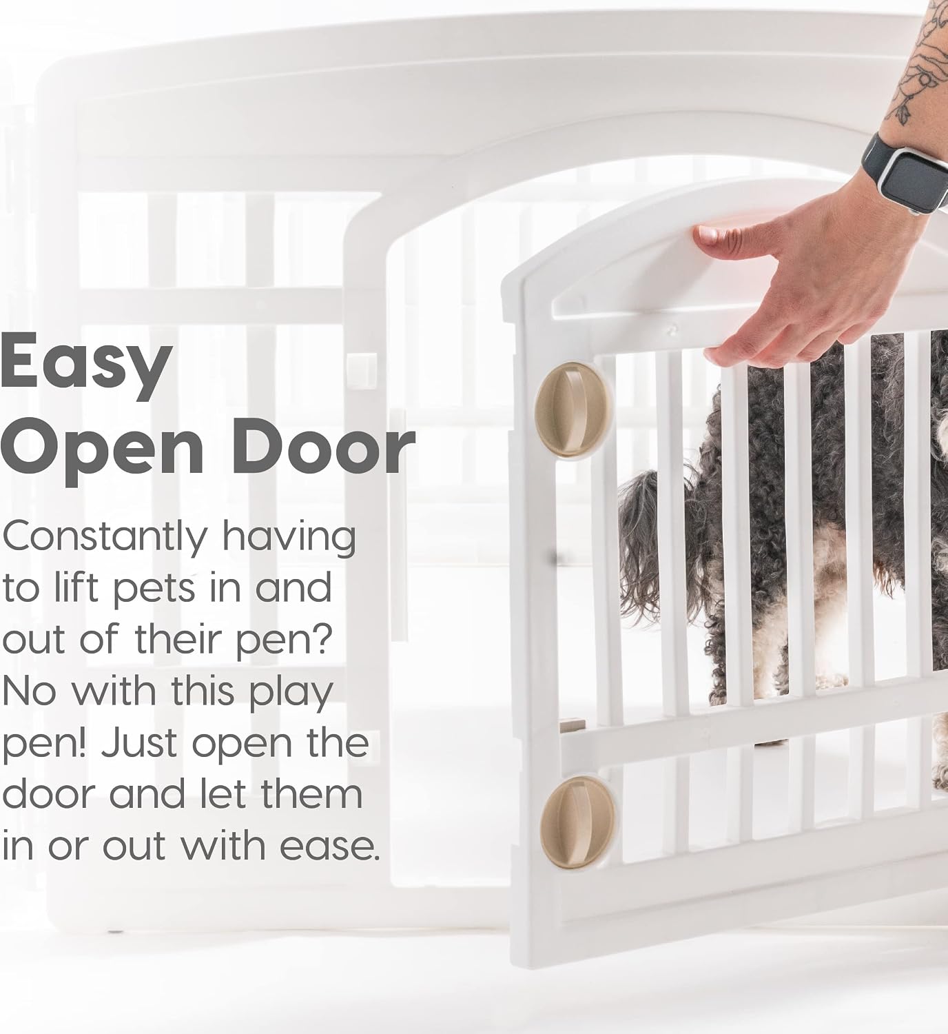 AUCT 22562 - $80 IRIS USA 8-Panel Dog Playpen, Pet Enclosure, White - Image 3
