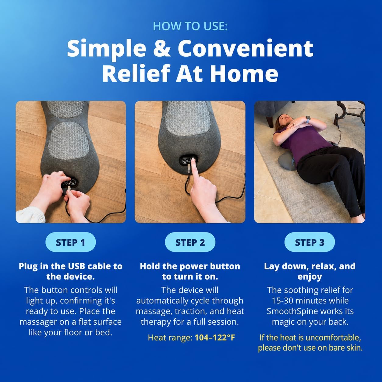 AUCT 22507 - $105 SmoothSpine Triple Fusion Back Massager with Heat for Lower Back Comfort XL - Image 2