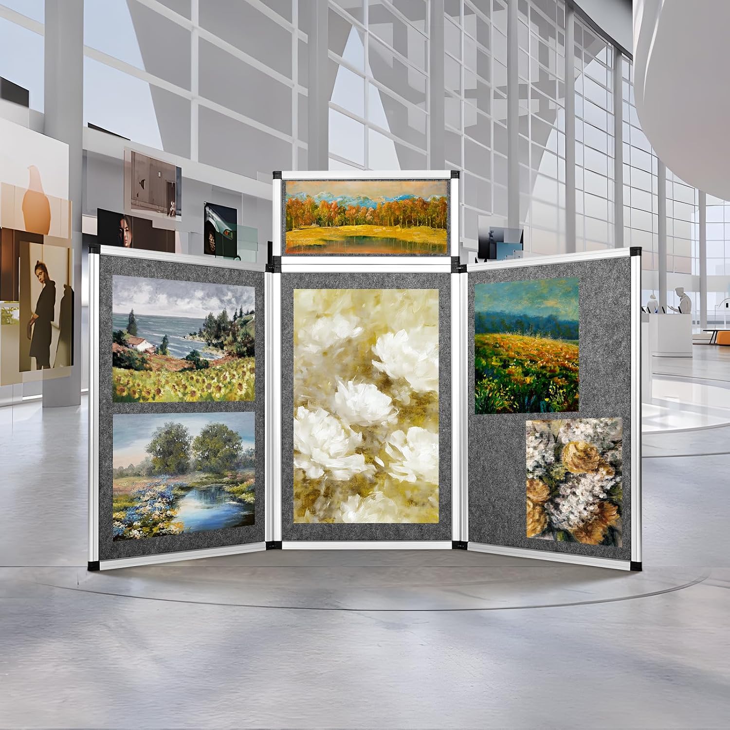 AUCT 22557 - $142 Nisorpa 3+1 Panel Trade Show Presentation Board 70.8 x 35.4 in Desktop Tri Fold Displ - Image 3