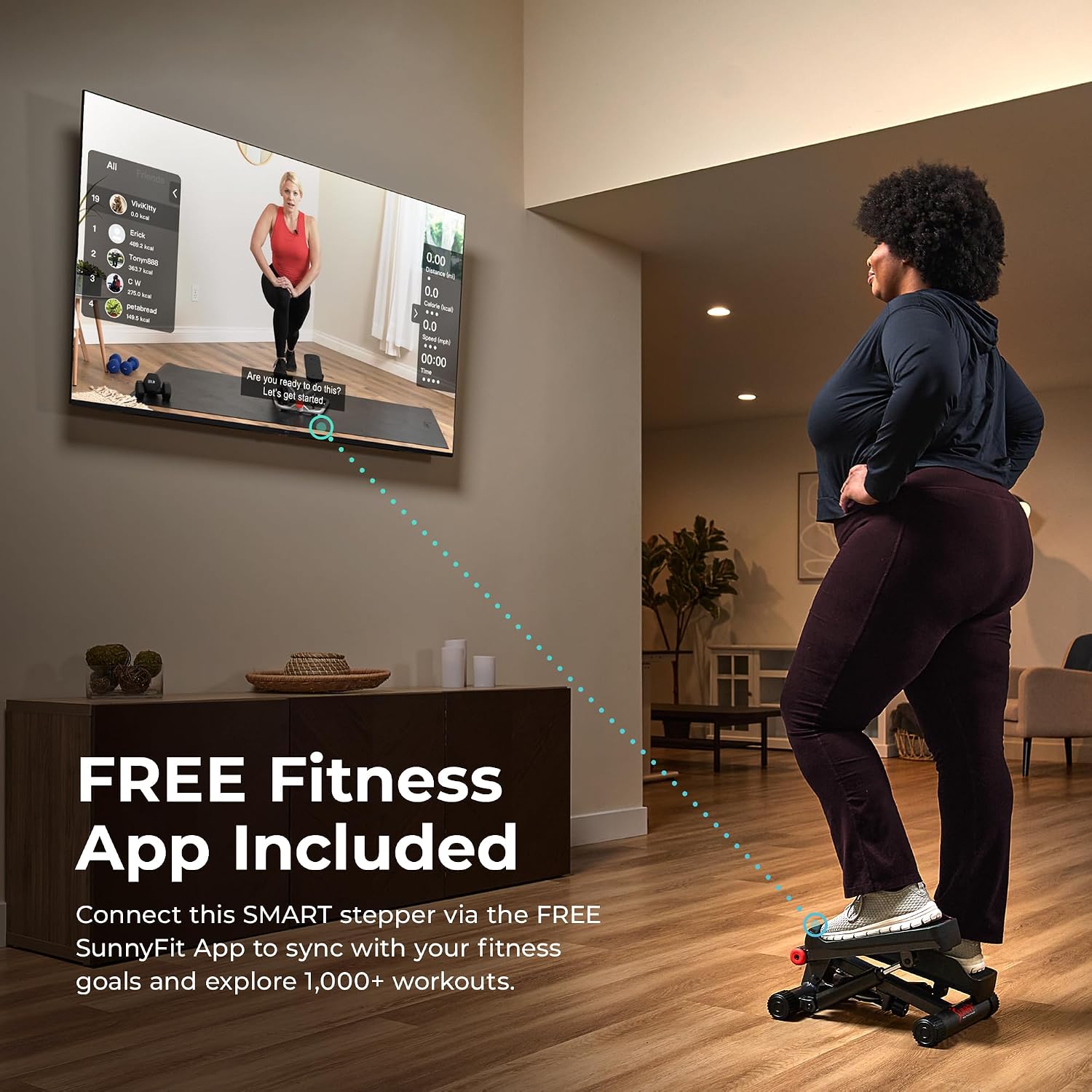 AUCT 21152 - $70 Sunny Health & Fitness Mini Stair Stepper w/Resistance Bands for Home Gym - Image 4