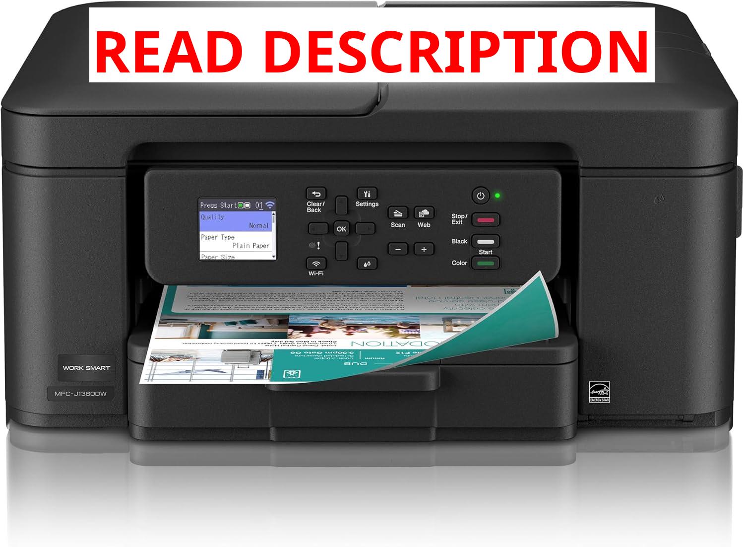 AUCT 21924 - $124 Brother Work Smart 1360 Wireless Color Inkjet All-in-One Print, Scan, Copy