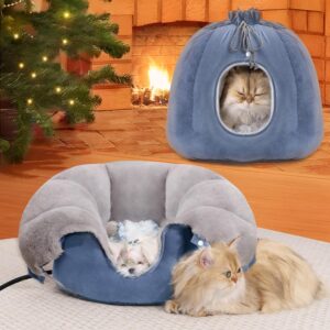 AUCT 20857 - Rywell Heated Cat Bed, Versatile Heated Cat Bed Indoor for All Seasons, Soft & Cozy with T