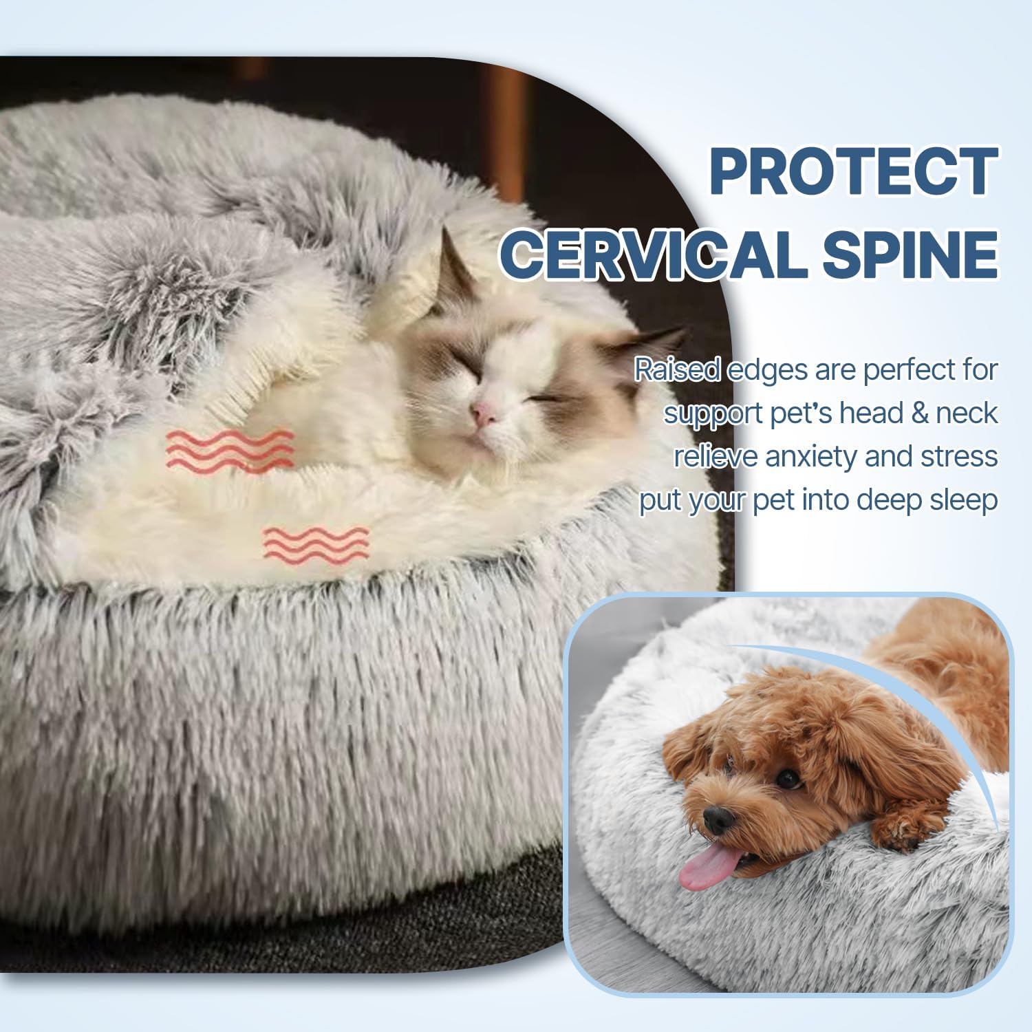 AUCT 20885 - SUOXU Small Dog Bed, Nest Warm Super Soft Plush Faux Fur Washable Dog Bed with Non-Slip Bo - Image 2
