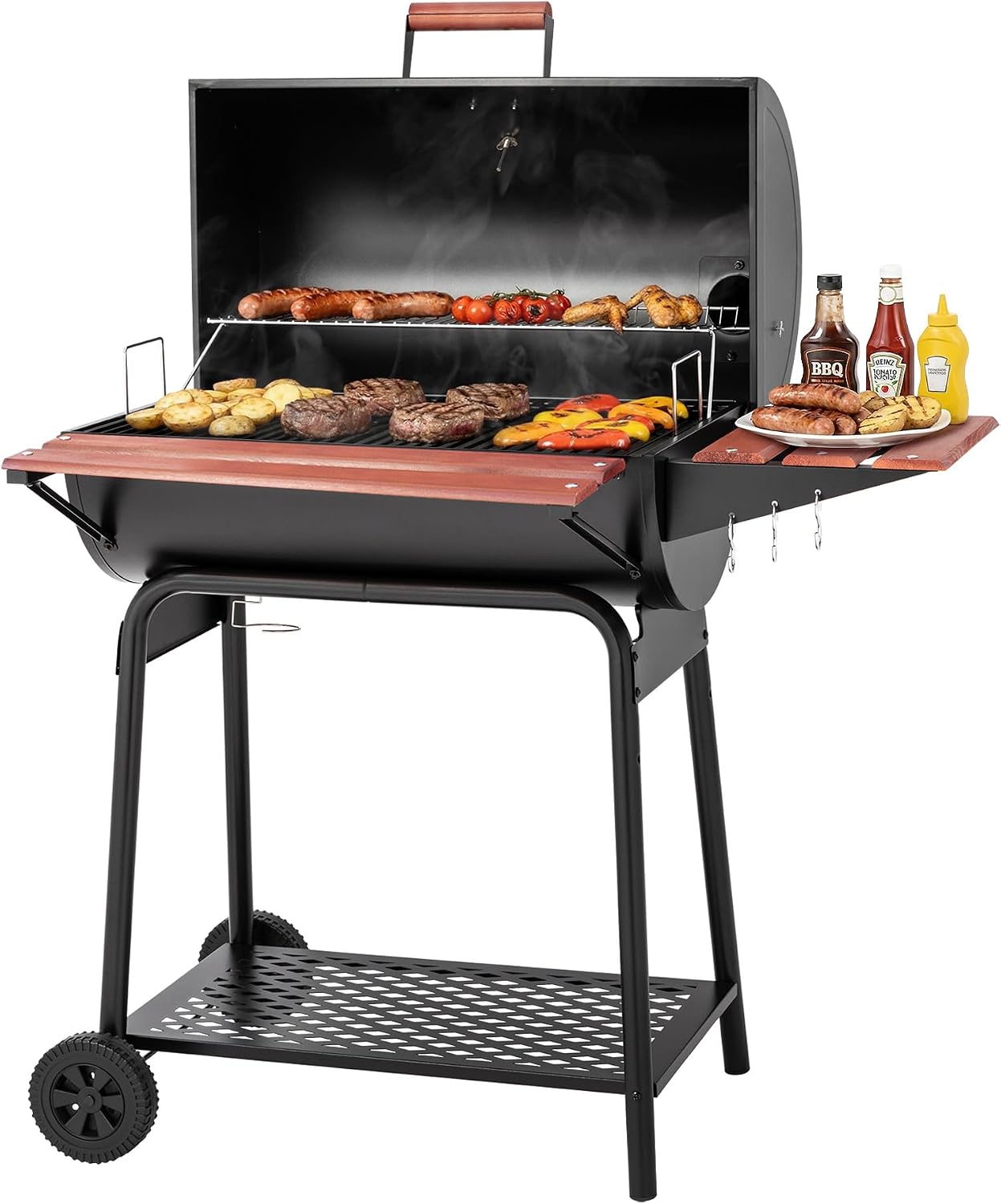 AUCT 22602 - $115 Royal Gourmet CC1830V 30 Barrel Charcoal Grill with Side Front Table - Image 2
