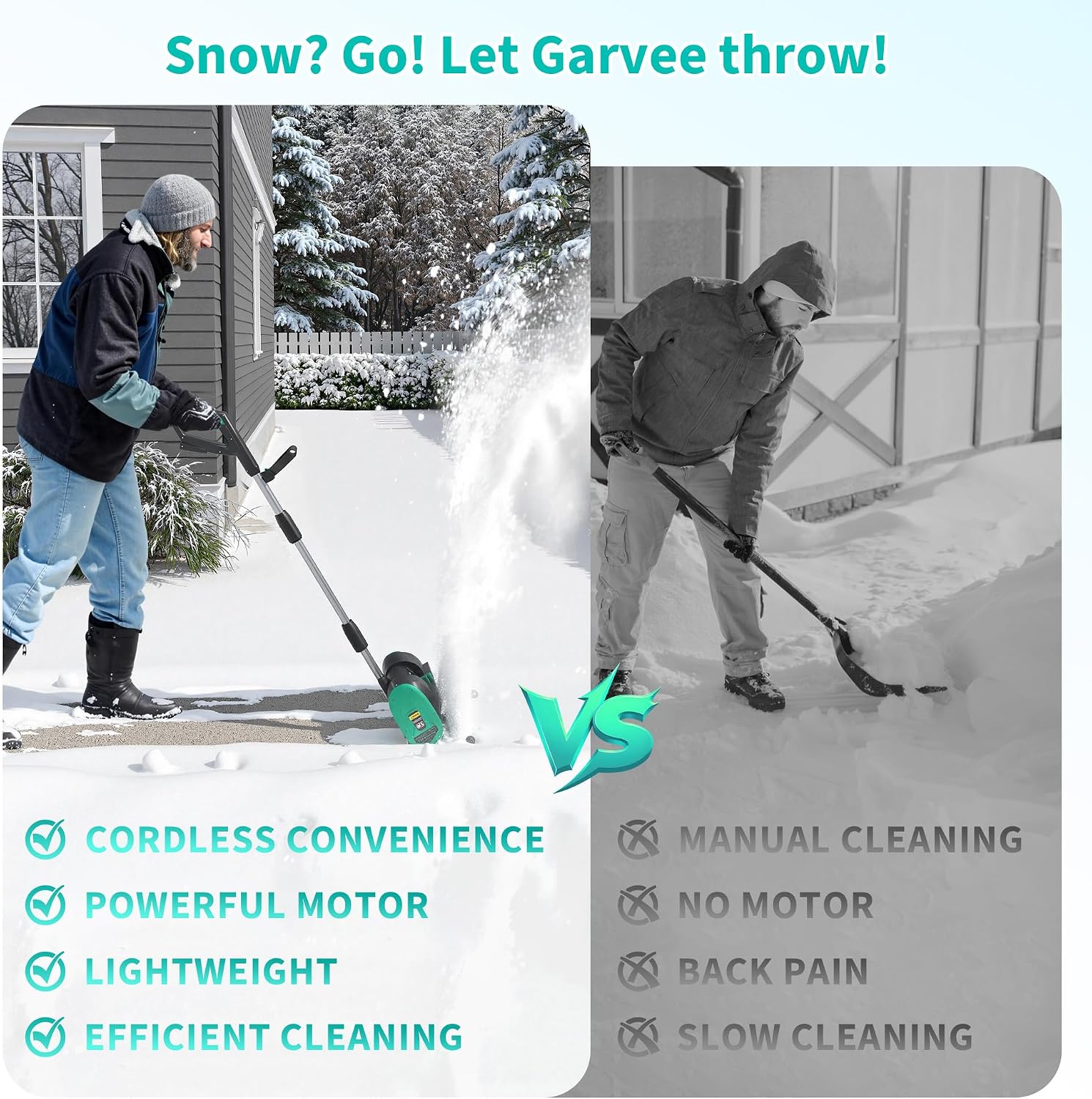 AUCT 20677 - $144 Garvee 12" Cordless Snow Shovel - Snow Shovel for Driveway, 16.5 ft Snow Throwing Dis - Image 4