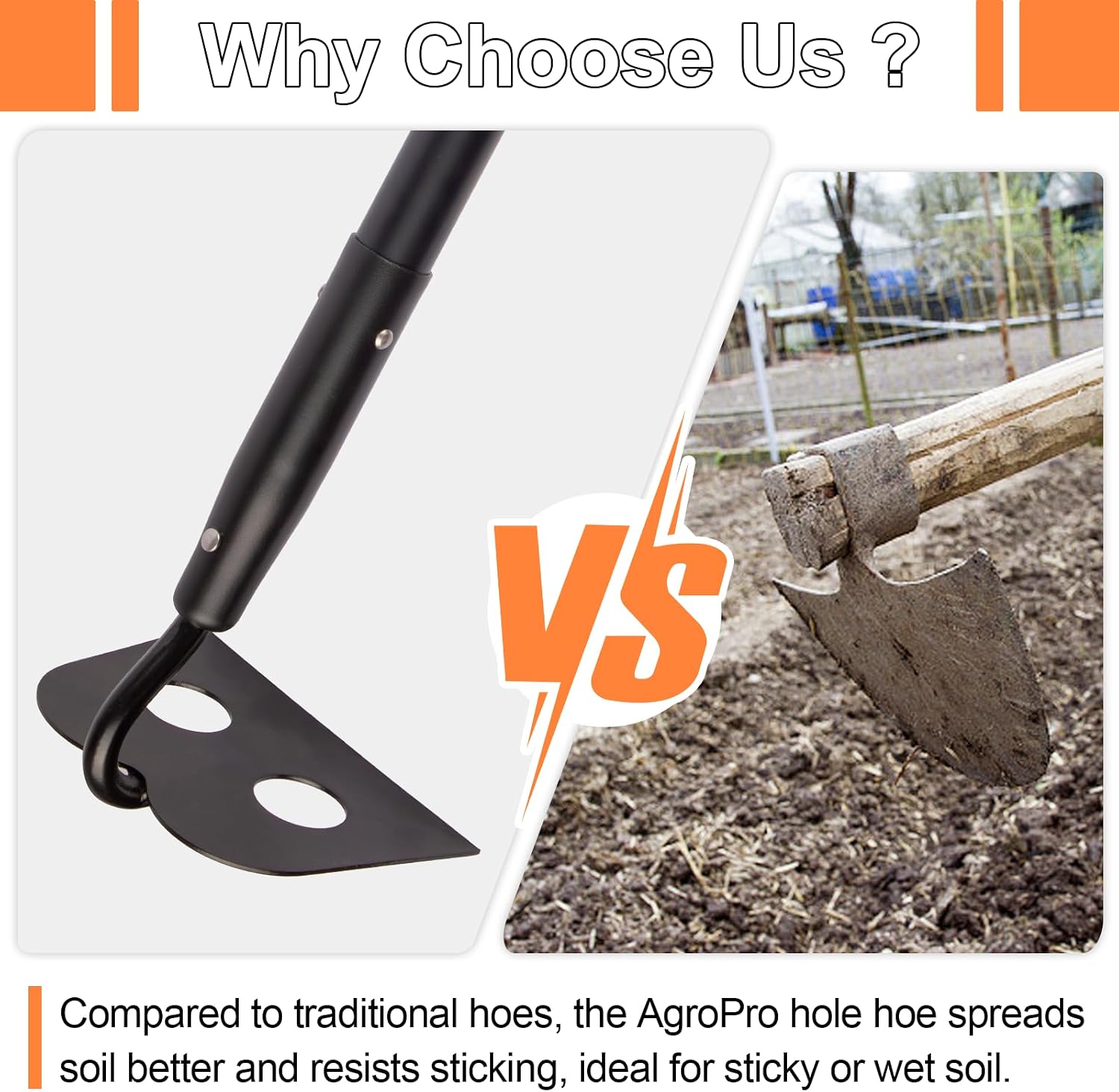 AUCT 21318 - Garden Hoe for Weeding, Heavy Duty Hoe Garden Tool Long Handle, 58 Inches - Image 3