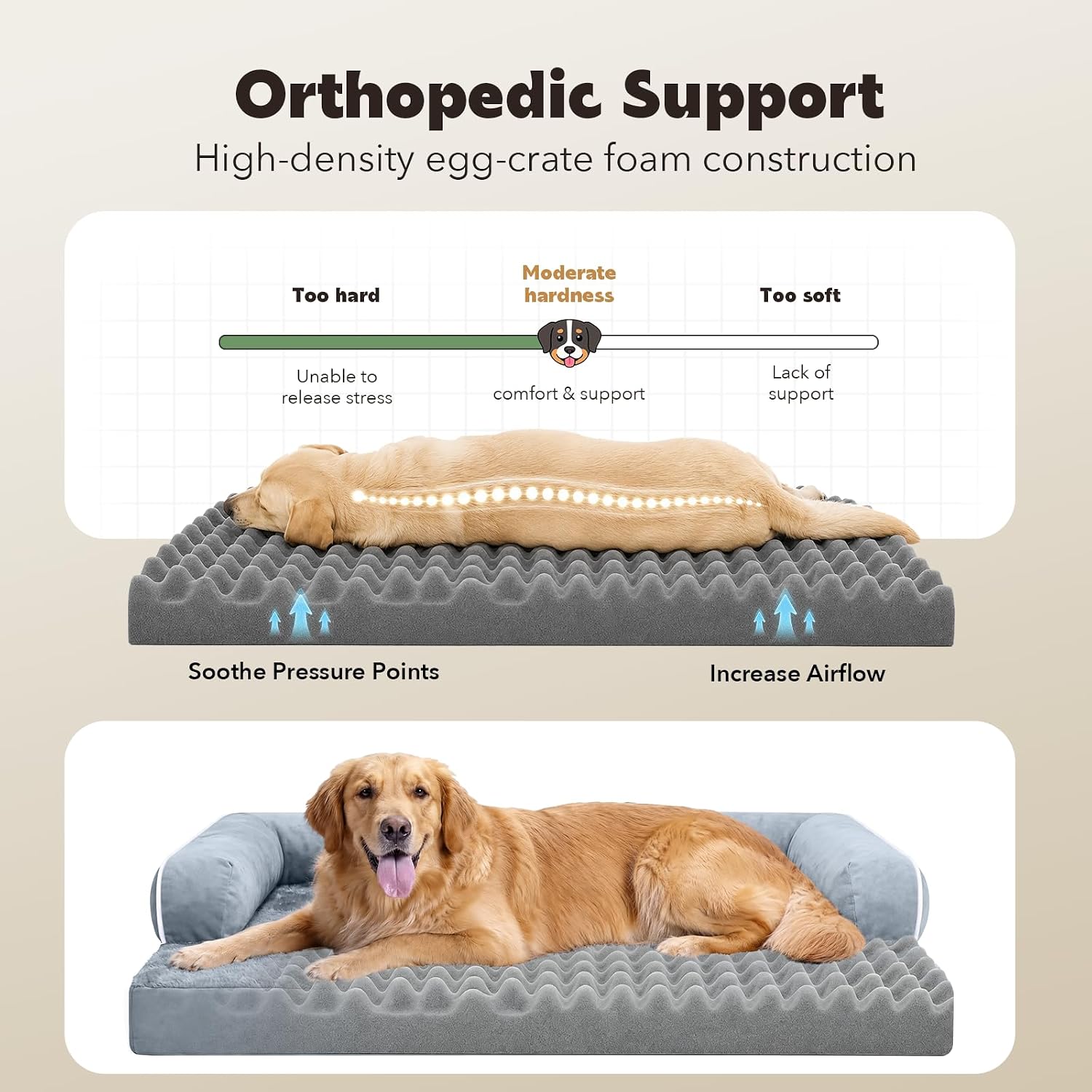AUCT 21120 - MEKIY Orthopedic Washable Dog Bed with Bolster for Medium to Large Dogs - Image 4