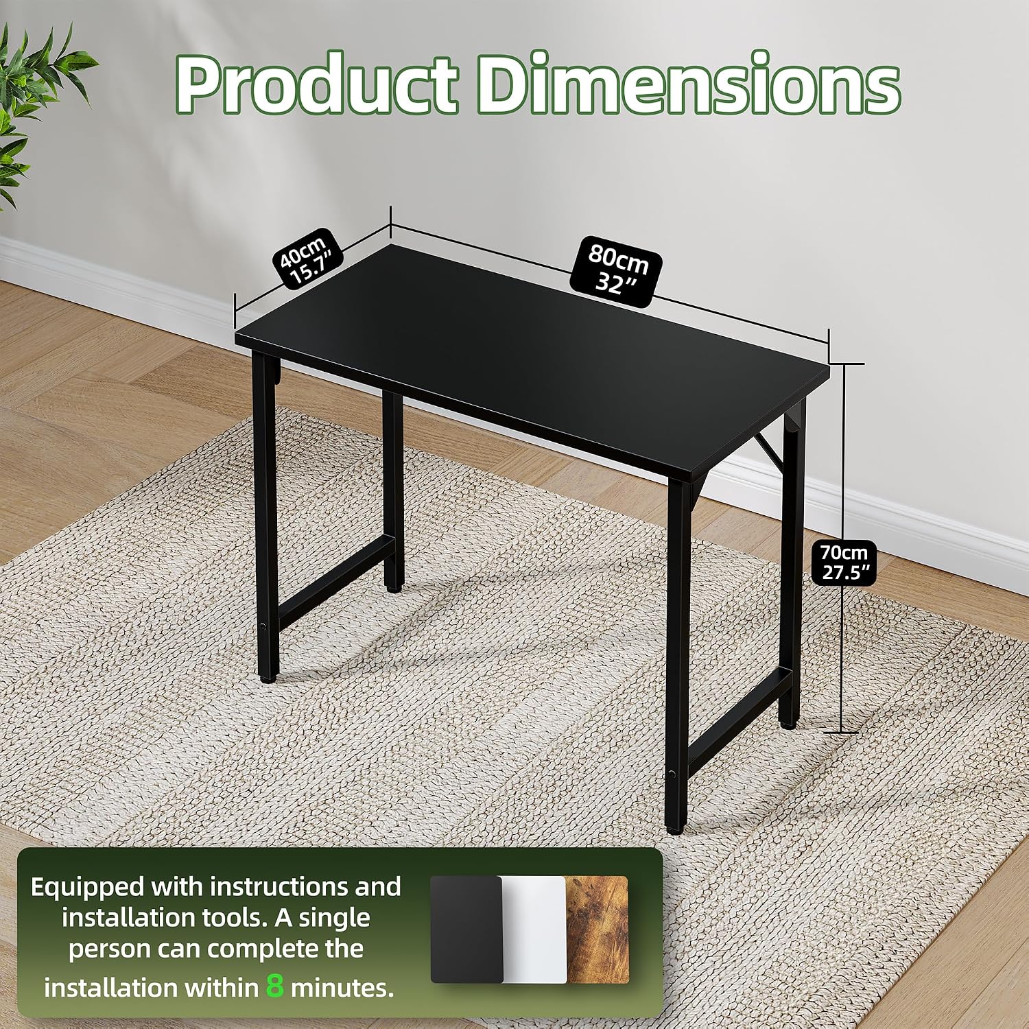 AUCT 21609 - $57 Grandder 32 inch Computer Desk, Small Home Office Desk Study Writing Kid Table for Sma - Image 3