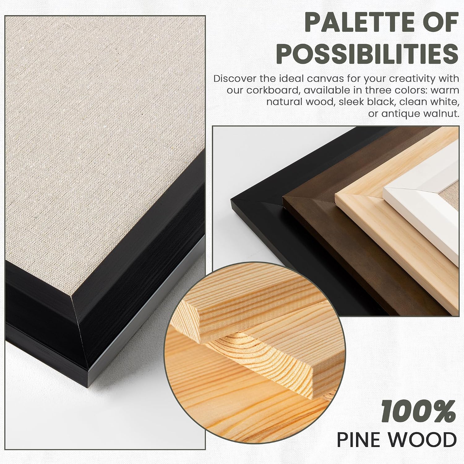 AUCT 20628 - Bulletin Board Cork Board with Linen, 100% Wood Framed 18" x 24" Bulletin Board Decoration - Image 2