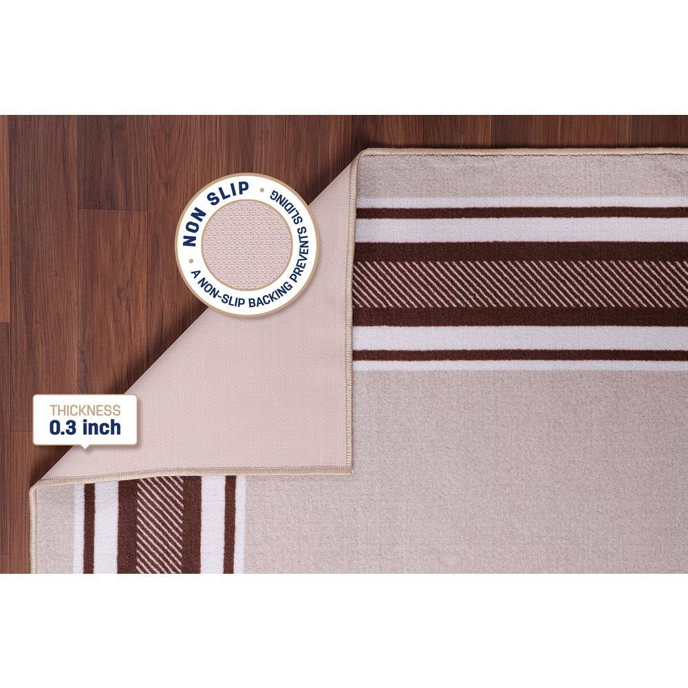 AUCT 22481g - $62 5 X 7 Beige Brown Carmel Bordered Non Slip Indoor Area Rug - Image 3