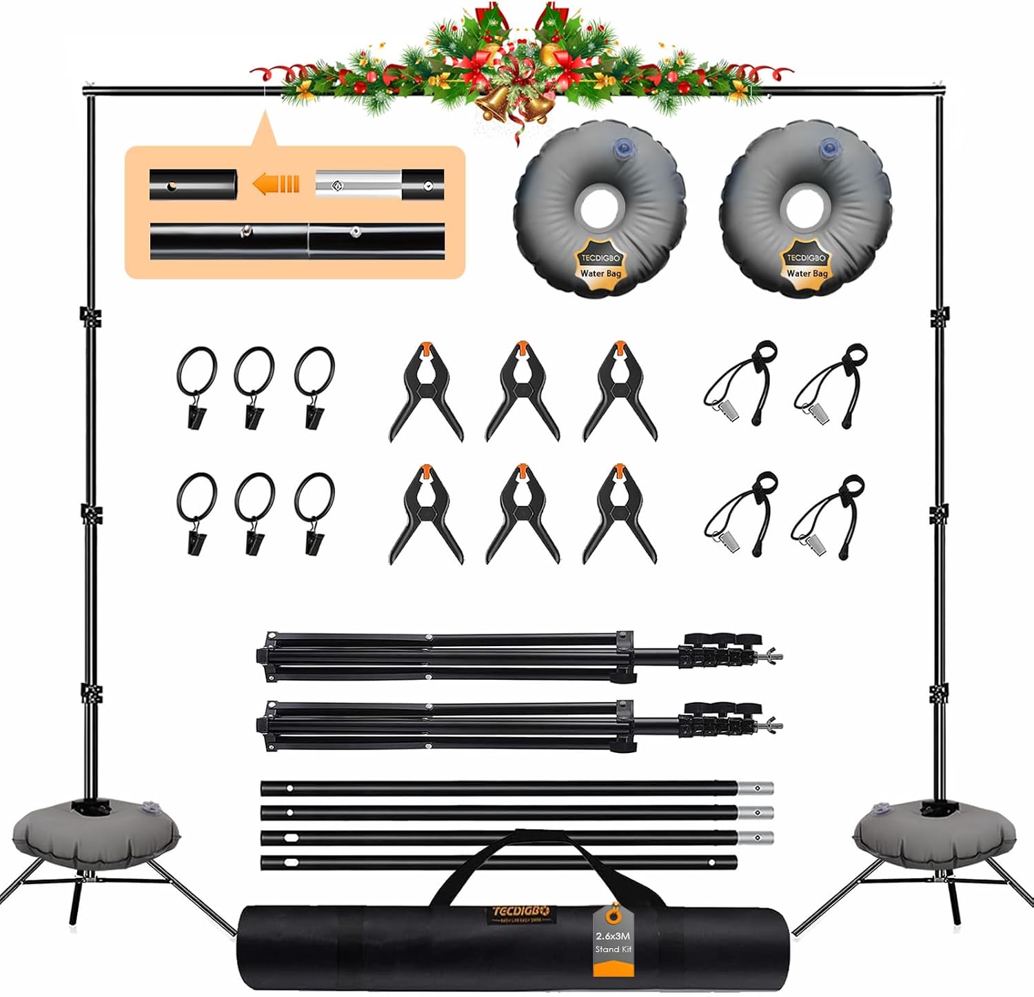 AUCT 22564 - Backdrop Stand, Photo Video Studio 8.5 x10ft Adjustable Support Portable Stand Heavy Duty