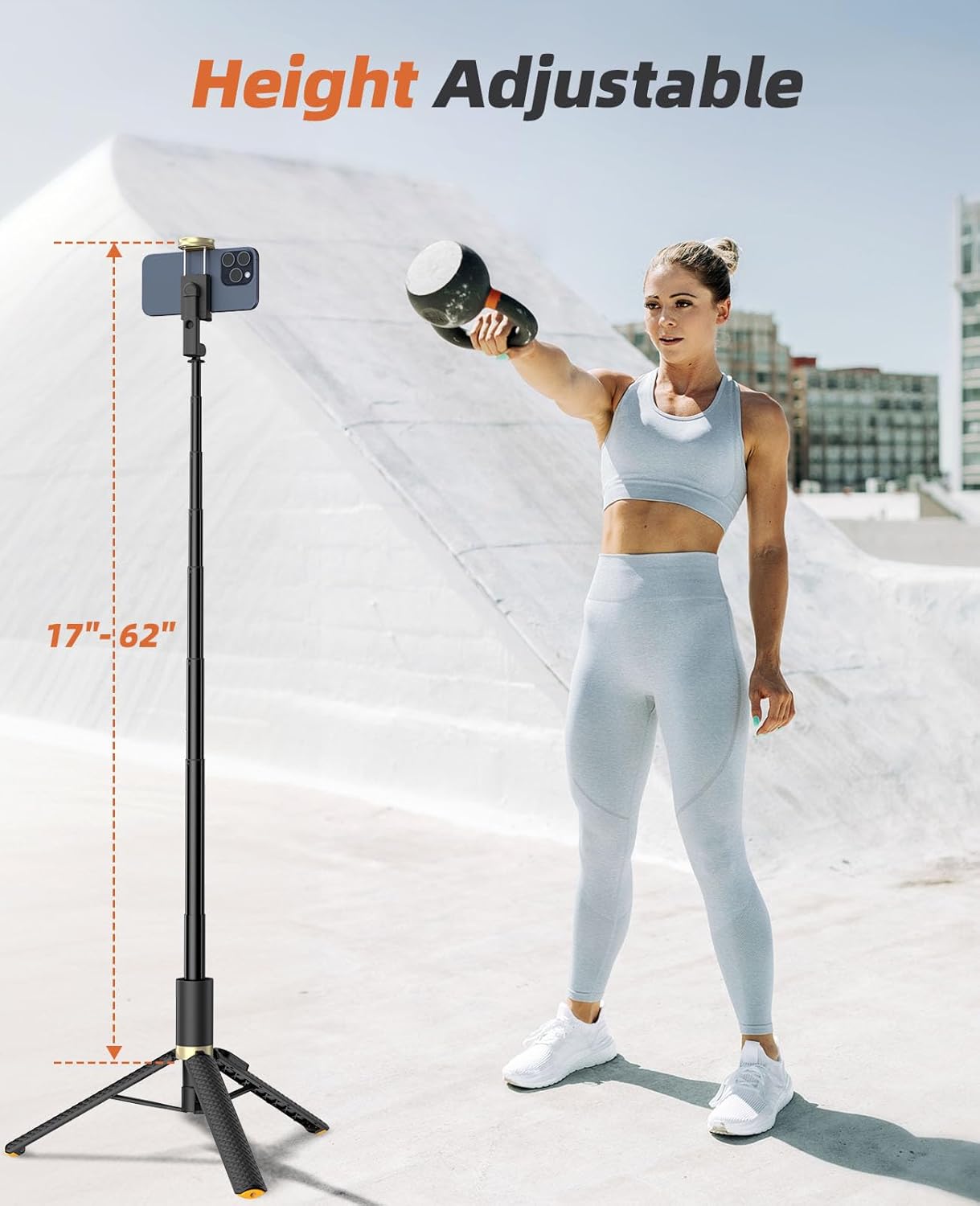 AUCT 20871 - Tripod for iPhone, Selfie Stick with Remote, Stable & Durable Phone Tripod - Image 2