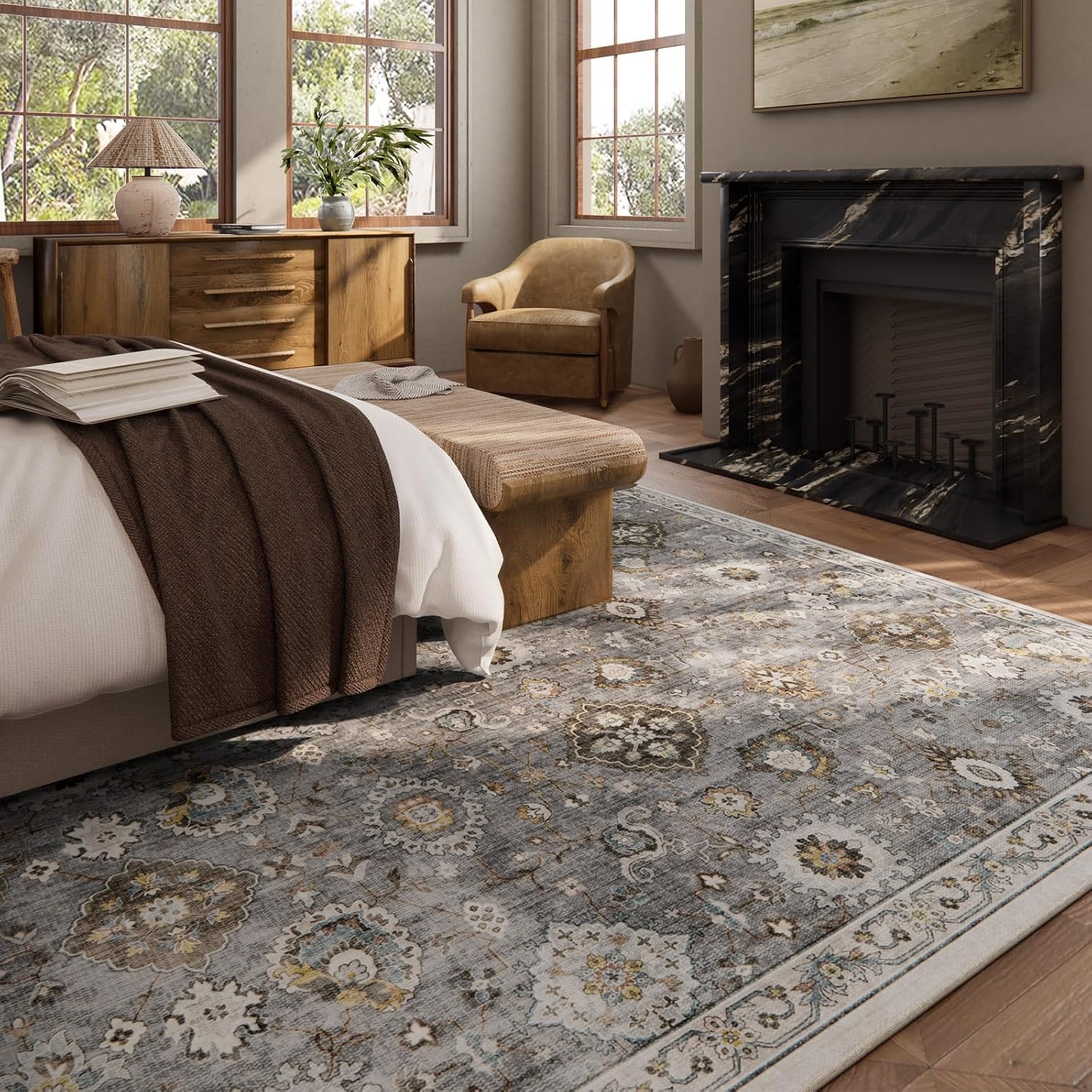 AUCT 20894 - $152 Machine Washable Rug for Living room: 9x12 Area Rugs Boho Vintage Rugs Stain Resistan - Image 3