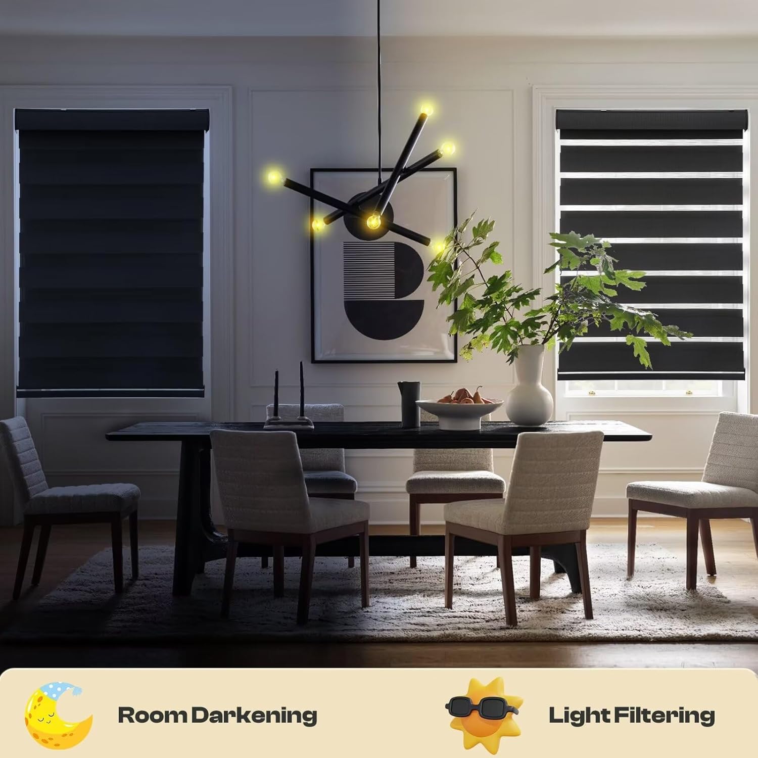 AUCT 20378 - $62 MYshade Roller Shades Zebra Blinds for Windows Cordless Day and Night Light Filtering - Image 2