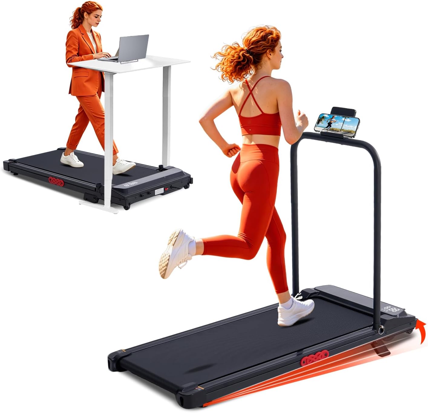 AUCT 22491 - $114 Portable Treadmills for Home Compact Walking Pad with Handle Bar Incline
