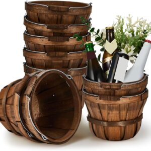 AUCT 21473 - $51 Marsui 10 Pcs Autumn Harvest Round Wood Apple Bushel Baskets, Dark Brown