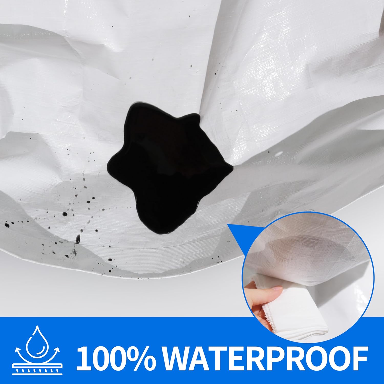 AUCT 20841 - 12x20 Feet 12mil Waterproof Tarp Heavy Duty UV Resistant White - Image 3