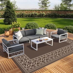 AUCT 21052 - $116 GENIMO Outdoor Rug, Waterproof Plastic Rugs 10'x14' for Camping Coffee