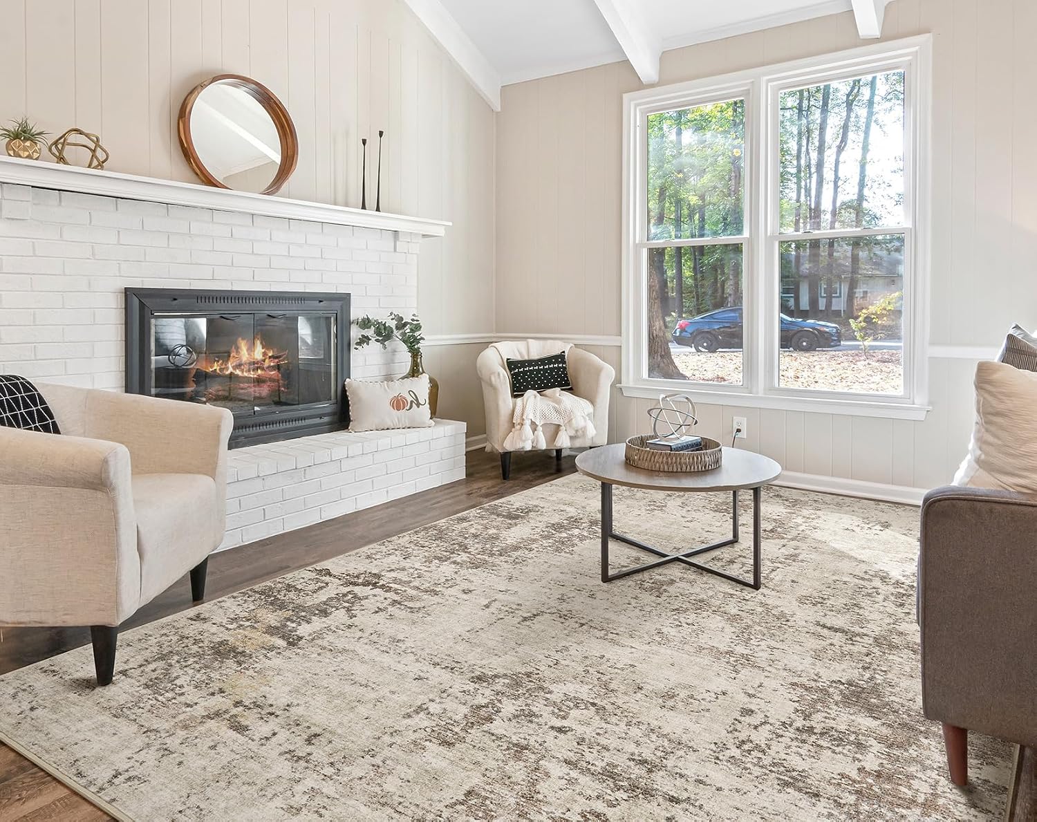 AUCT 22514 - $120 UERMEI 9x12 Area Rug Living Room Rugs - Washable Neutral Modern Abstract Soft Thin La - Image 3