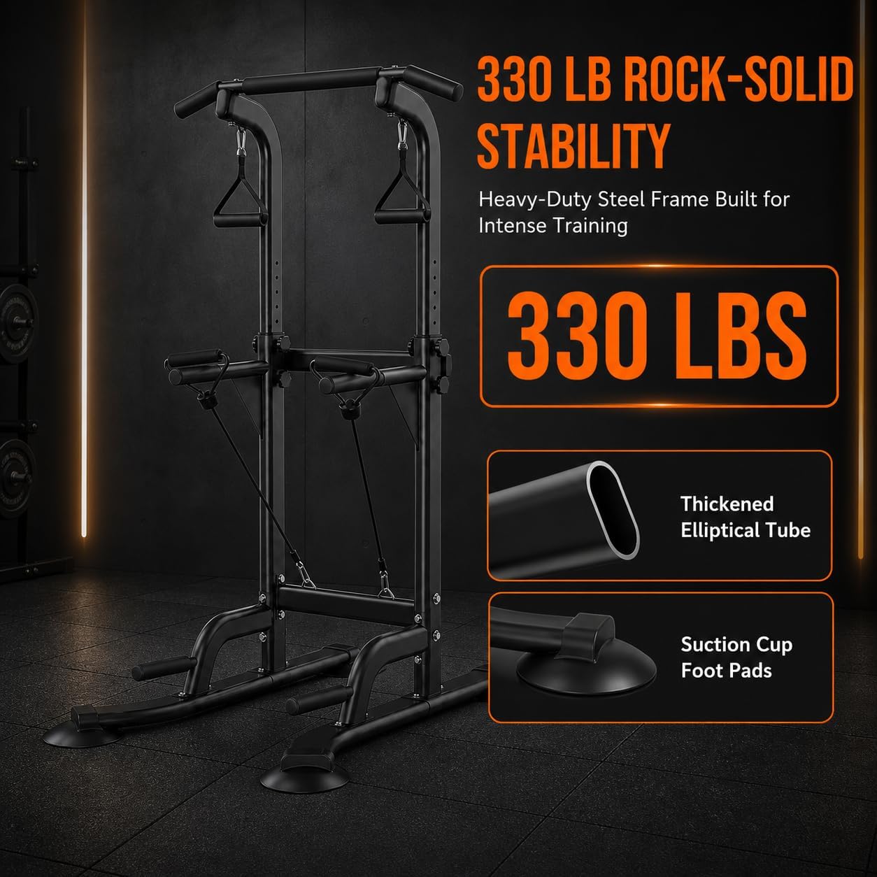 AUCT 21062 - $110 Power Tower Pull Up & Dip Station Multi-Function Home Strength Training Fitness Worko - Image 3