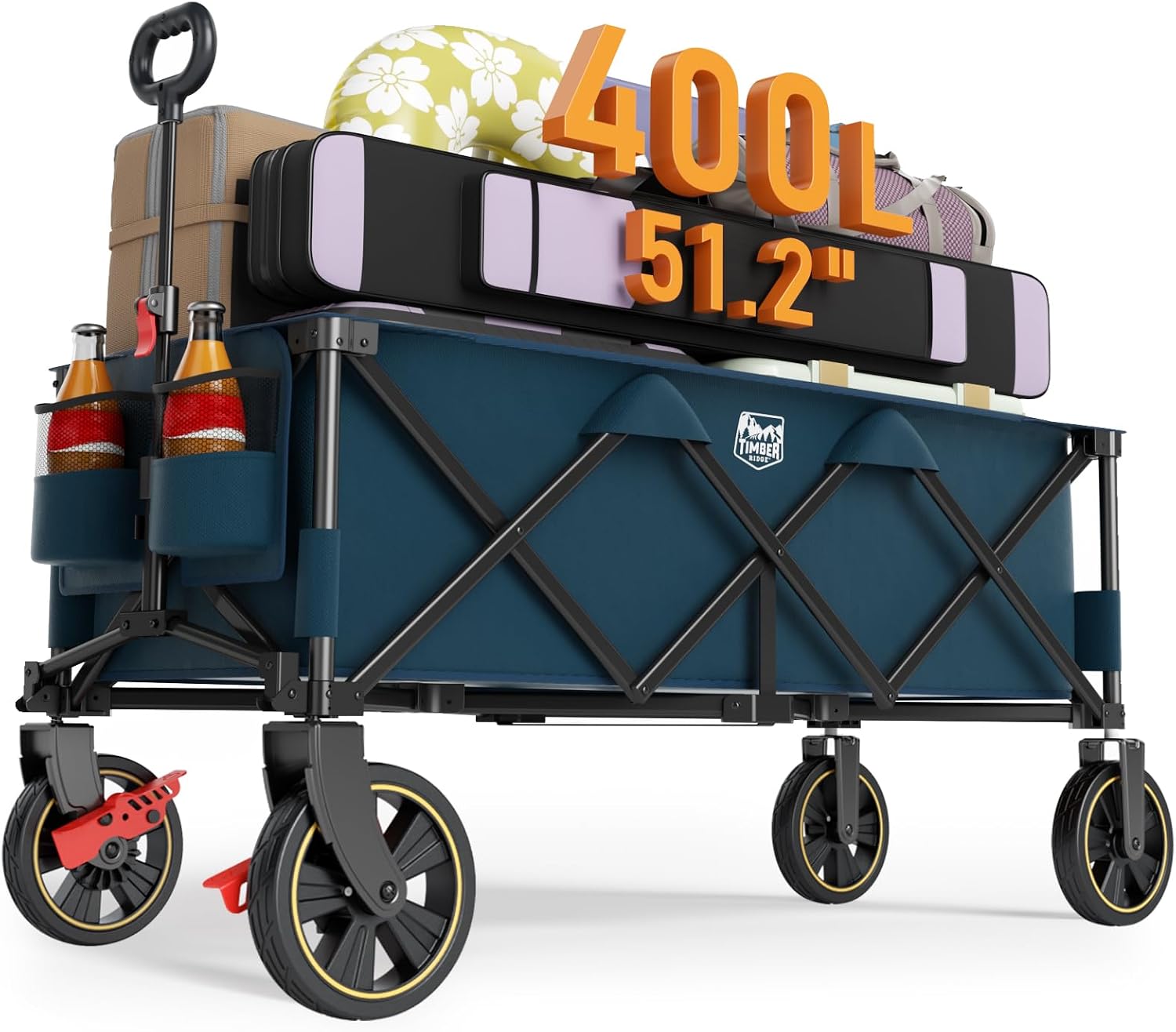 AUCT 22530 - $85 Timber Ridge 51.2' Extended Collapsible Wagons Carts Foldable