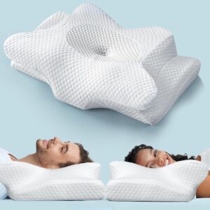 AUCT 20870 - Cervical Neck Pillow for Pain Relief, Cooling Memory Foam Pillow for Side, Back & Stomach