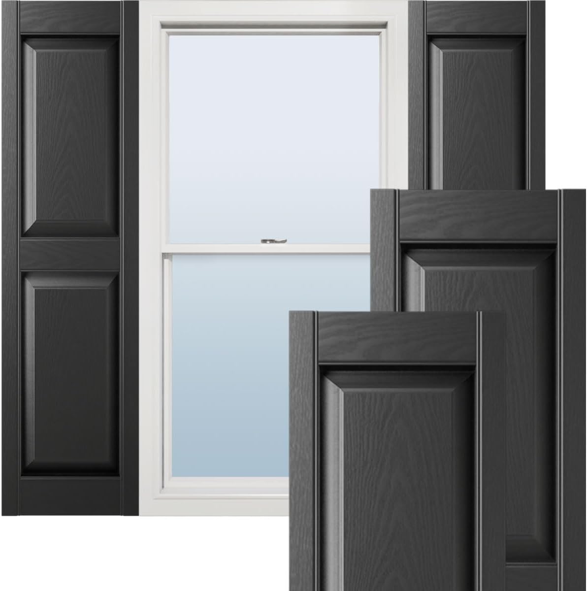 AUCT 21751 - $67 Ekena Millwork Lifetime Vinyl LP2S12X04700BL Standard Two Equal Panel Vinyls, Raised P