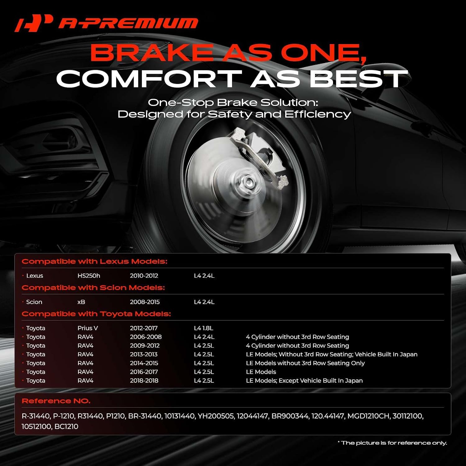 AUCT 20967 - $100 A-Premium 10.82 inch (275mm) Front Vented Brake Rotors and Ceramic Pads Kit - Image 2
